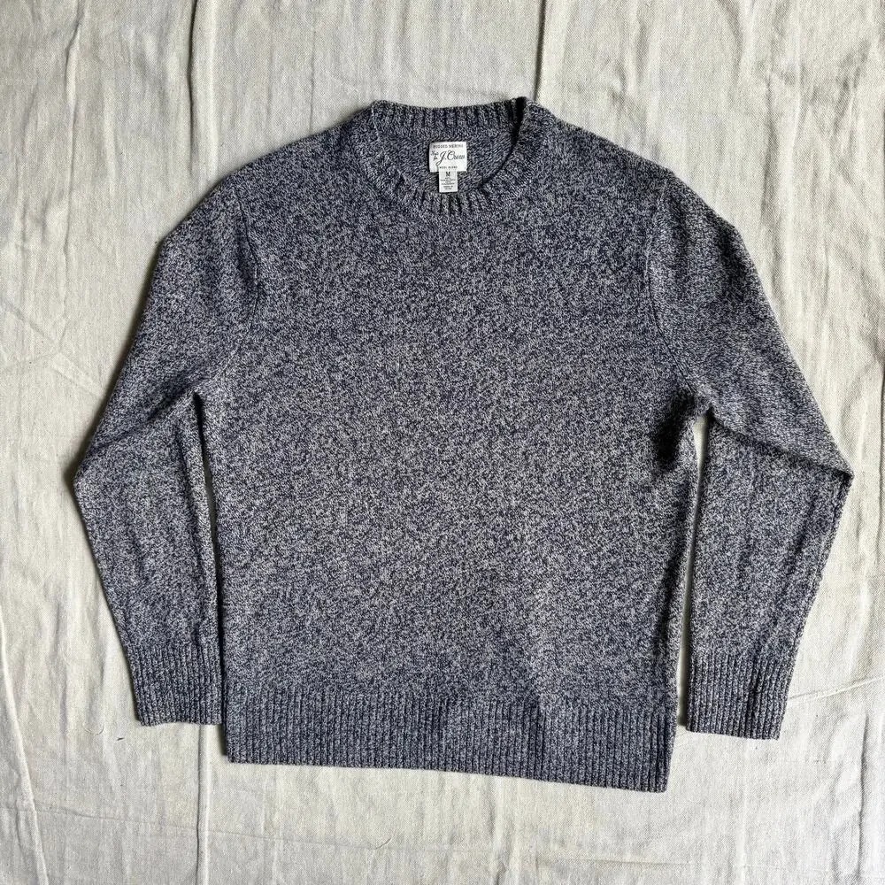 J. Crew Sweater Men's M Rugged Merino Wool Blend Crewneck Knit Gray Heathered
